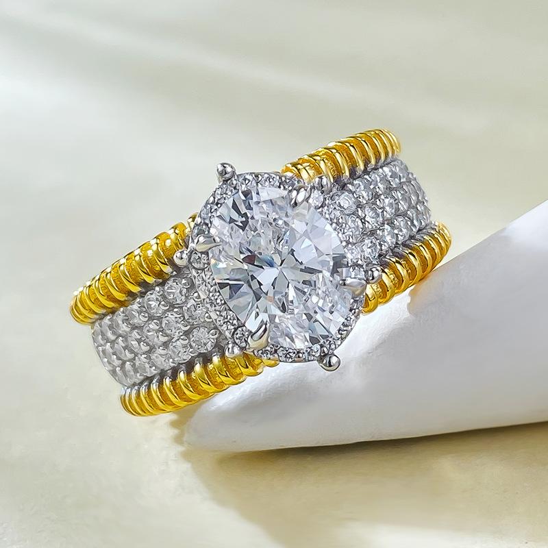 S925 Silver Wind Band Oval Cut Ring 6 * 8mm 6A Cubic Zirconia Ring fashion jewelry accessory woman girl promise ring Springtok-352(35%)