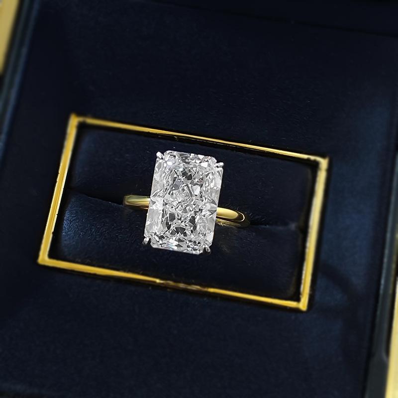 S925 Sterling Silver Ice Flower Cut Rectangular Ring 9*13mm 8A Cubic Zirconia Ring-106(35%)