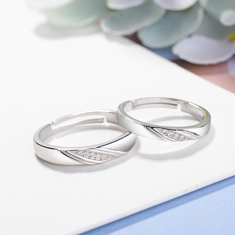 S925 Sterling Silver Simple Open Couple Ring- 498 weddingring(45%)