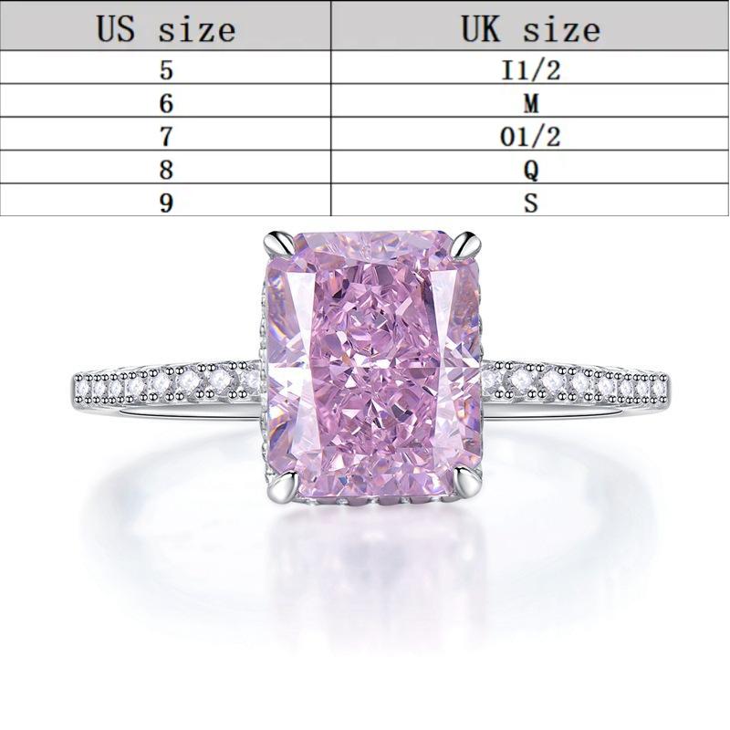 S925 Sterling Silver Ice Flower Cut Square Ring 8*10mm 8A Cubic Zirconia Ring fashion jewelry accessory woman girl promise ring Springtok-373(35%)