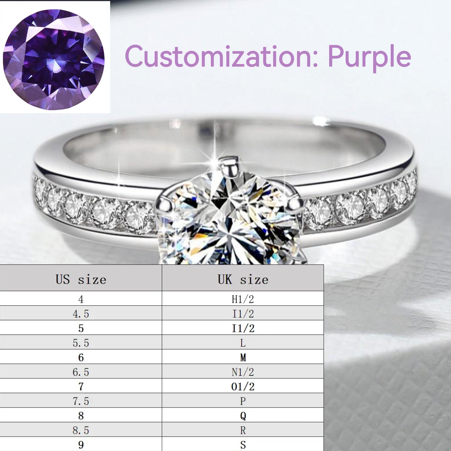 S925 Sterling Silver Ring Six-Claw Crown  Synthetic Moissanite fashion jewelry accessory woman girl promise ring Springtok-341(35%)