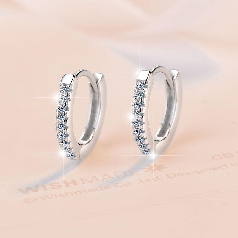 S925 Sterling Silver Circular Earrings Synthetic Moissanite Earrings Glittering daily life Earrings Springtok(35%)-646