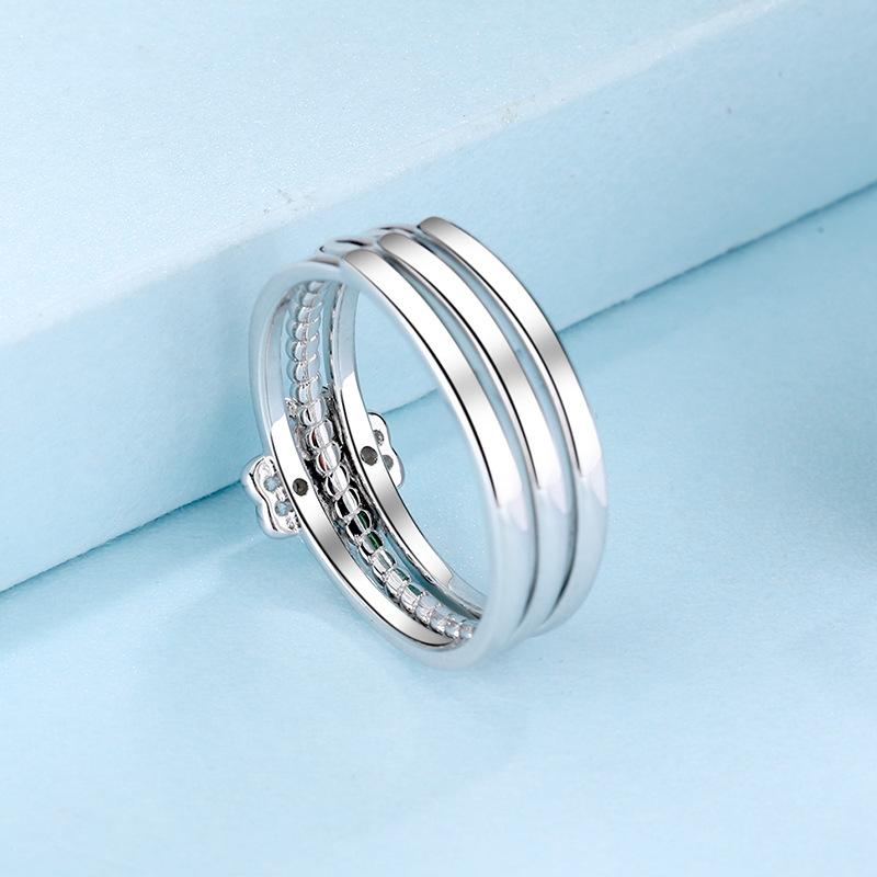 S925 Sterling Silver Four-leaf Clover Three-in-One  Adjustable Simple for Women Ring-632 leaf  ring(45%)