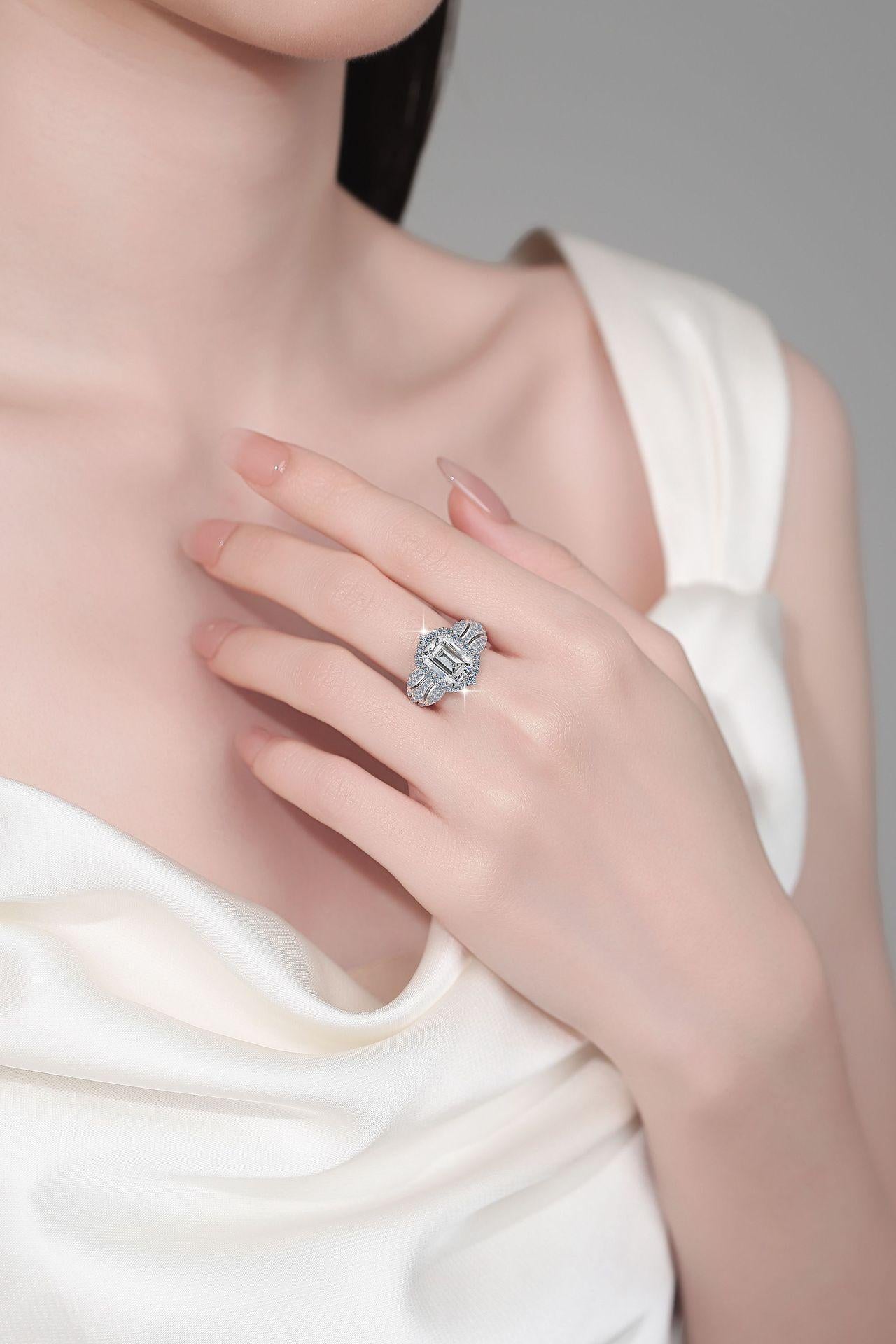 S925 Sterling Silver Big Grandma Ring Synthetic Moissanite Ring 3Carat-445 young  moissanite(25%)