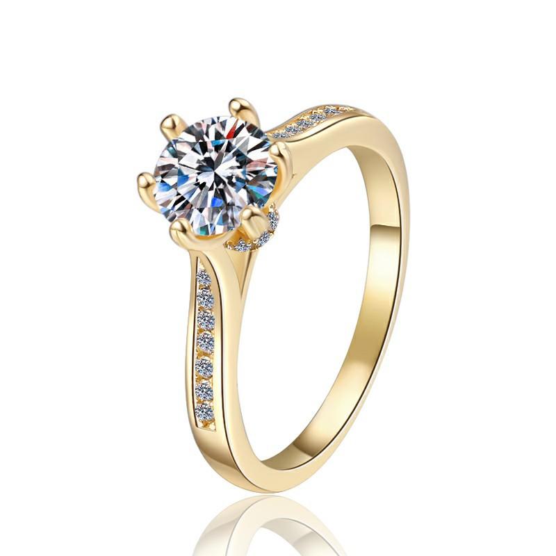 S925 Sterling SilverSix-claw Golden  Ring Synthetic Moissanite Ring 1Carat-182(35%)