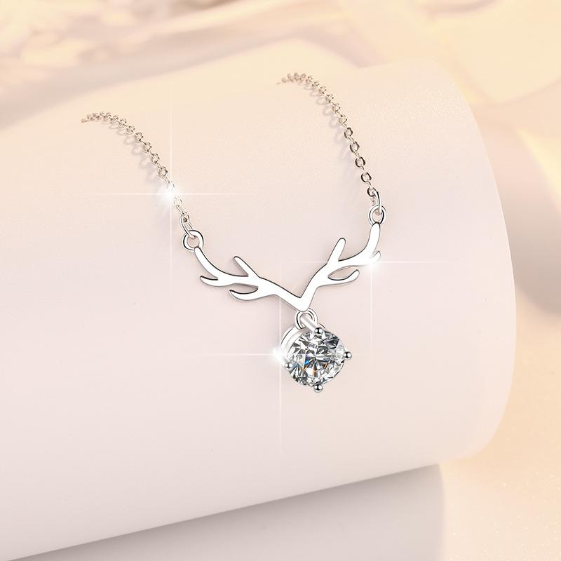 S925 Sterling Silver Holiday Pendant Synthetic Moissanite Pendant birthday gift silver jewelry minimalist necklace pendant necklace-328(35%)