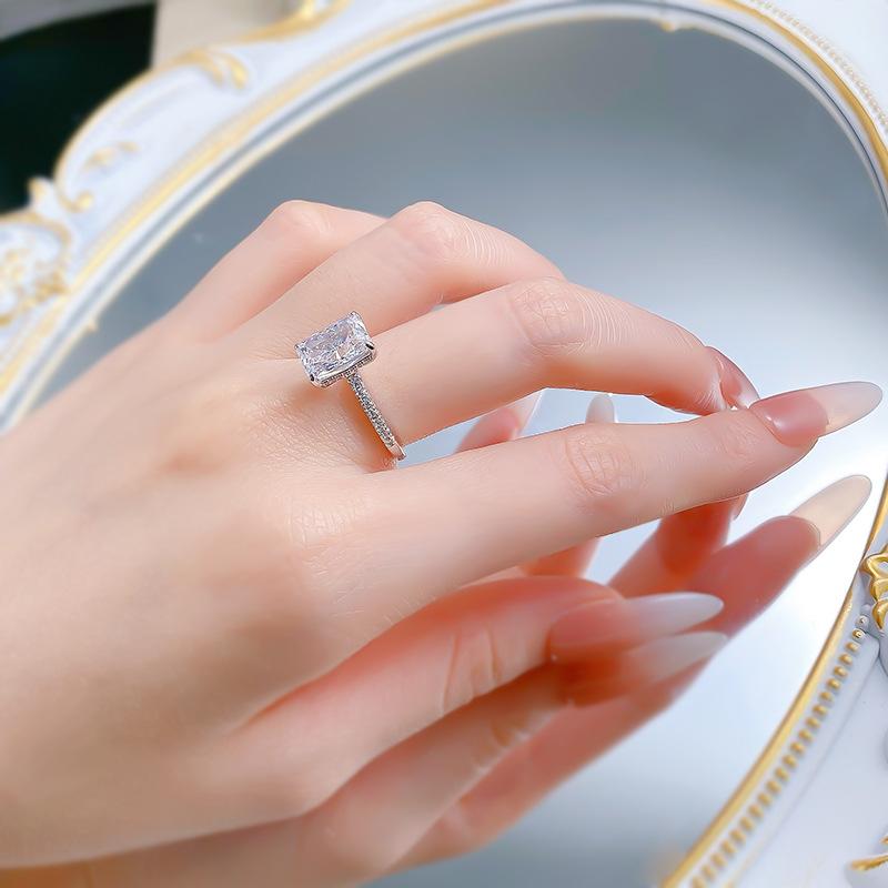 S925 Sterling Silver Rectangular 7*10mm 6A Cubic Zirconia Ring-437 custom  engagement  ring(25%)