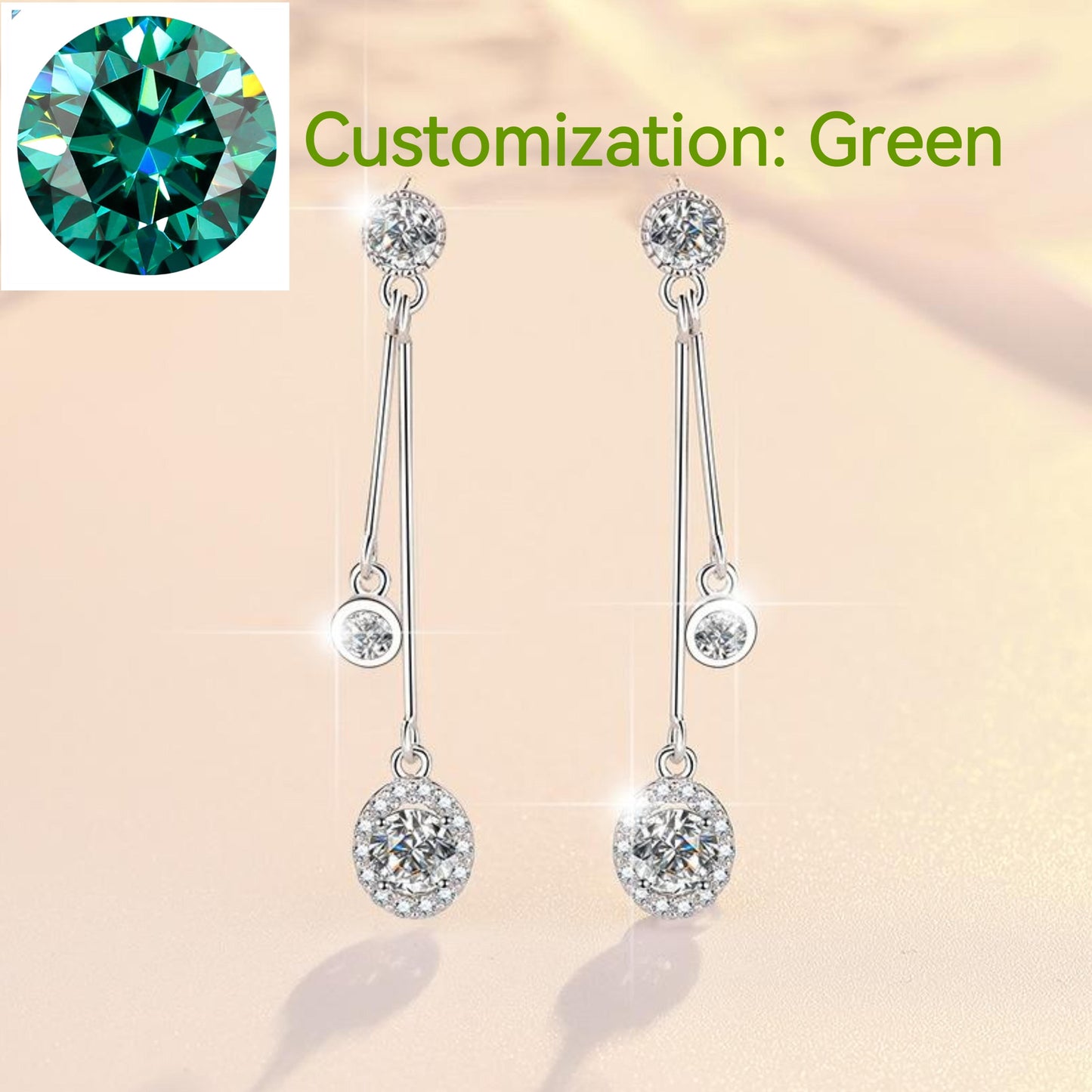 46. S925 Sterling Silver Line  Earrings D Color Synthetic Moissanite