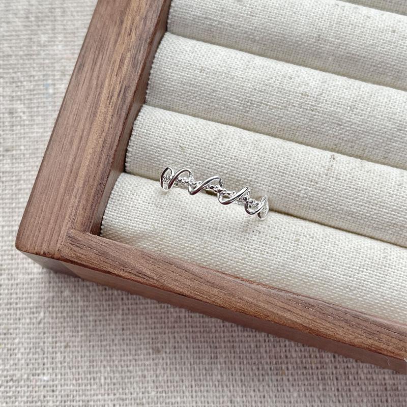 S925 Sterling Silver Wrapped Line Braided Ring Women's Open Plain Ring-534(45%)