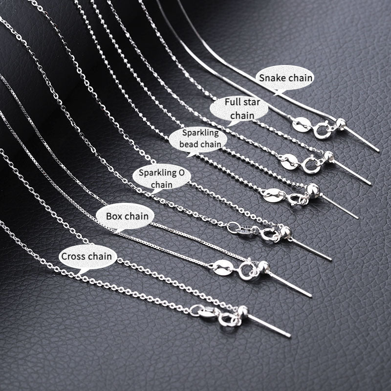 S925 Sterling Silver Needle Universal Necklace/Box Chain/Snake Chain/Sparkling O Chain/ Cross Chain/Full Star Chain/Sparkling bead chain