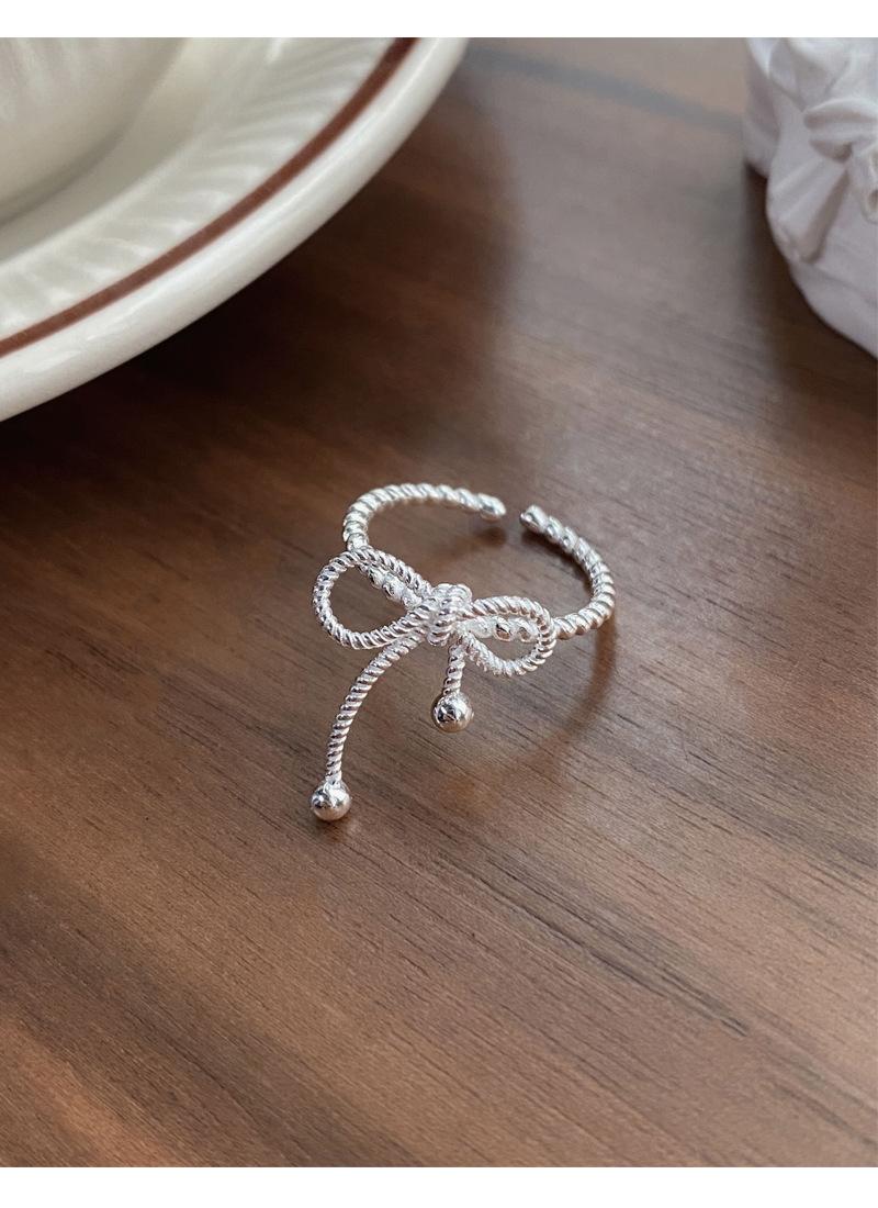 S925 Sterling Silver Bowknot Braided Open Ring for Women - 518(45%)
