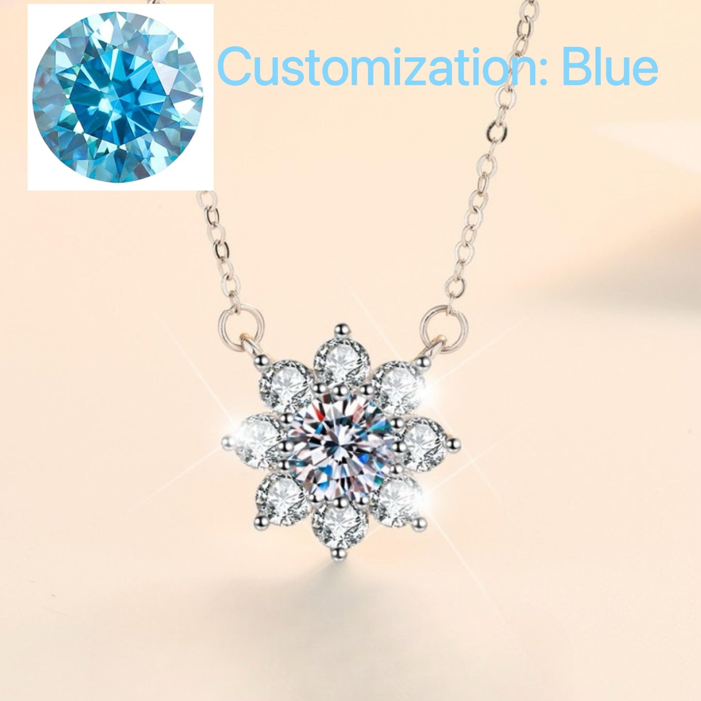 S925 Sterling Silver SUNFLOWER Necklace Synthetic Moissanite Birthday Gift Minimalist Pendant Necklace-325(35%)