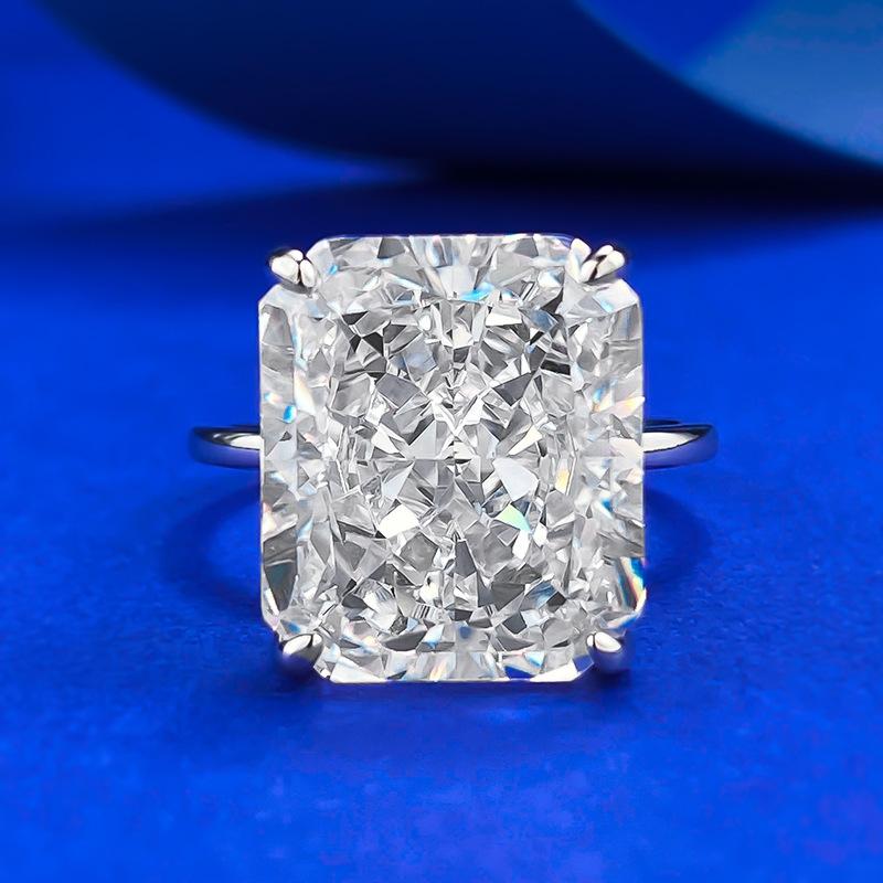 S925 Sterling Silver Ice Flower Cut Square Ring 12*14mm 8A Cubic Zirconia Ring fashion jewelry accessory woman girl promise ring-219(35%)