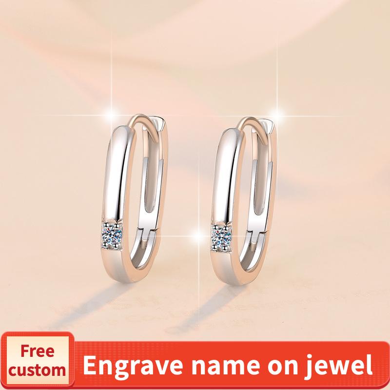 S925 Sterling Silver Simple Ear Clip Synthetic Moissanite Ear Clip Daily Life Earrings(35%)-647