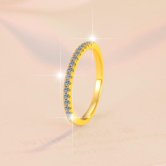 S925 Sterling Silver One-word Row Band Ring Synthetic Moissanite Ring-566(35%)