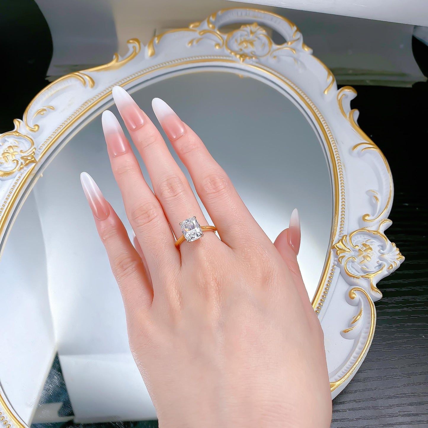 S925 Sterling Silver Radiant Cut Square Ring  8*10mm 6A Cubic Zirconia Ring-257(35%)