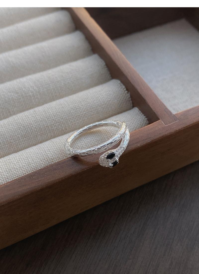 S925 Sterling Silver Snake Ring for Women, Adjustable Open Design - 628(45%)