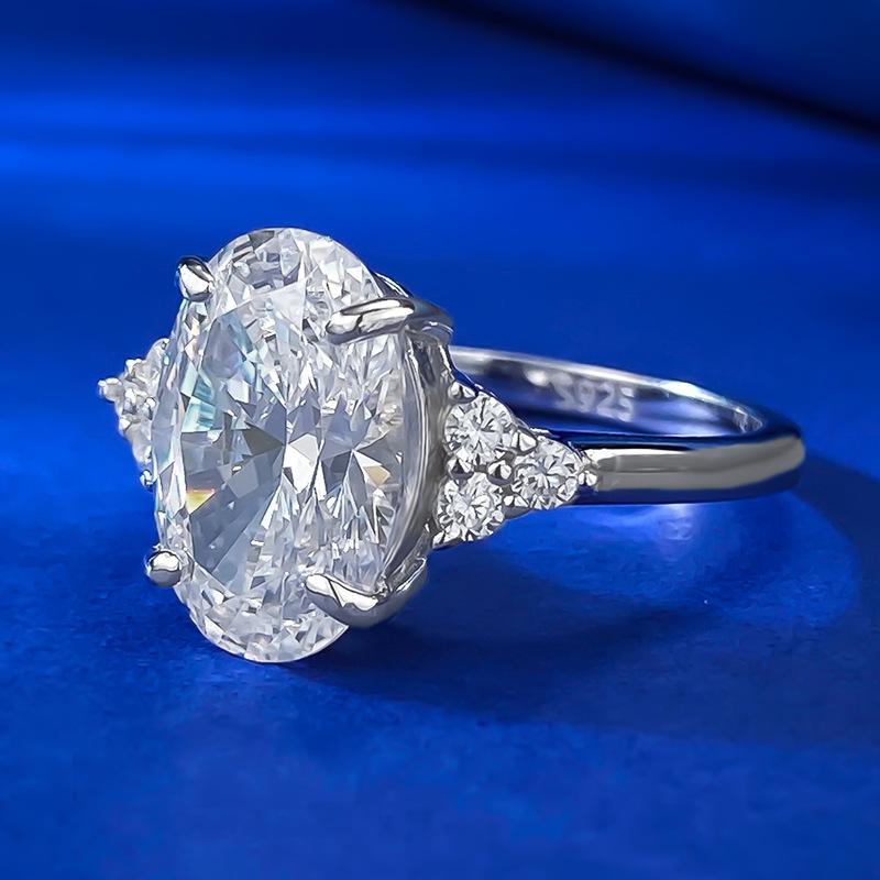 S925 Sterling Silver Oval Cut Oval Ring 8 * 12mm 6A Cubic Zirconia Ring fashion jewelry accessory woman girl promise ring-258(35%)