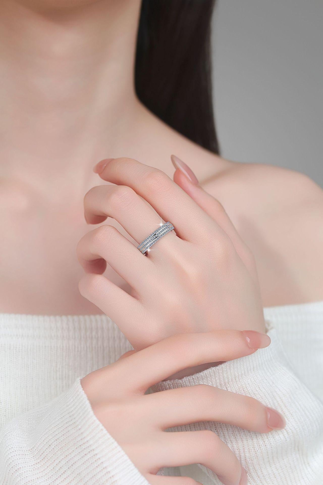 S925 Sterling Silver Full Stone Starry Sky Band Ring Synthetic Moissanite Ring 1 Carat-571(35%)