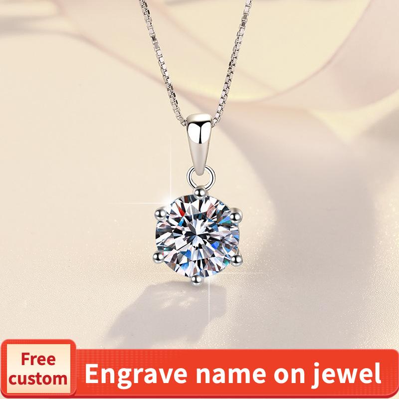 S925 Sterling Silver High Grade Certified Synthetic Moissanite Pendant /1 /2 /3 /5 carat Six Claw D Color E Cut VVS1 Clarity(35%)