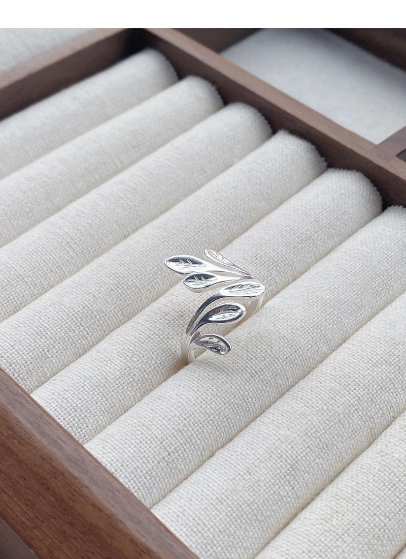 S925 Sterling Silver Vine Leaf Ring for Women Open Ring -524 leaf  ring(45%)