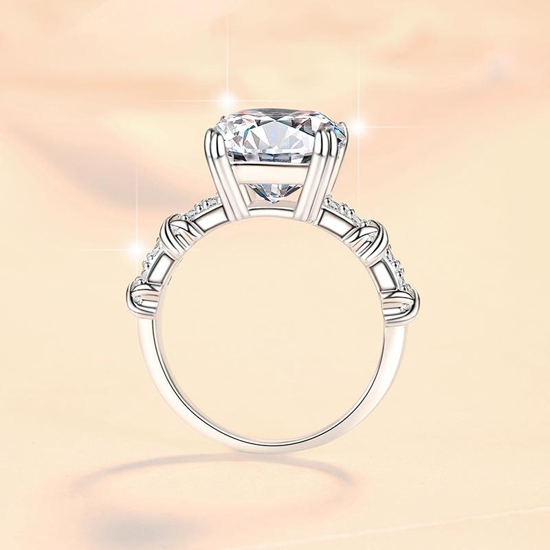 6A Cubic Zirconia S925 Sterling Silver Four-claw Square Asscher Ring 5Carat-465(25%)