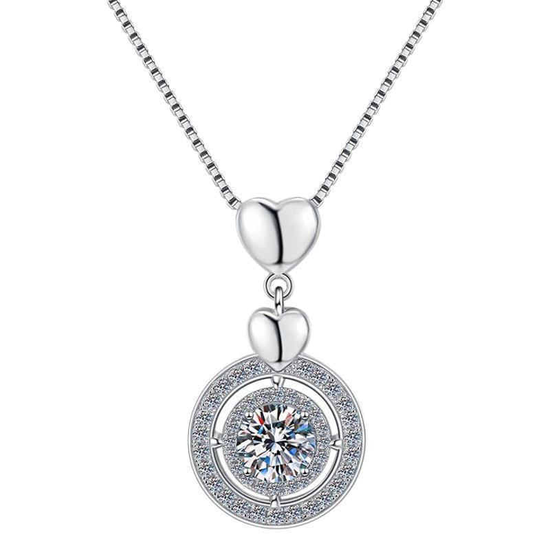 NO8-2. S925 Sterling Silver Synthetic Moissanite Halo Pendant