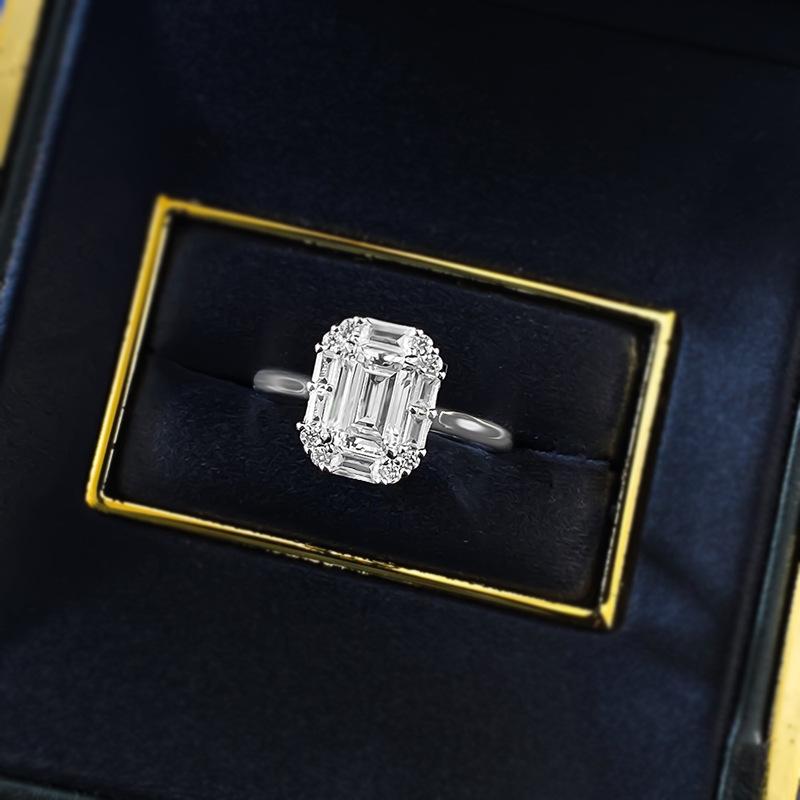 S925 Sterling Silver Grandma Cut Rectangular Ring 5*7mm 8A Cubic Zirconia Ring-575(35%)