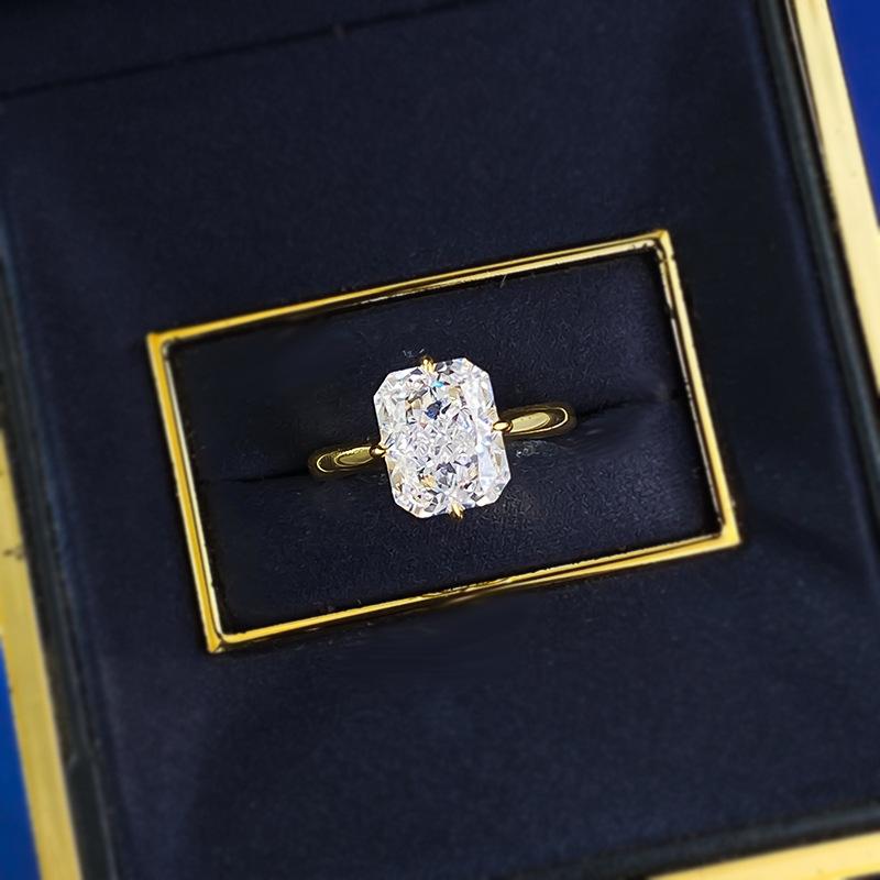 S925 Sterling Silver Ice Flower Cut Square Ring 8*10mm 8A Cubic Zirconia Ring fashion jewelry accessory woman girl promise ring-378(35%)