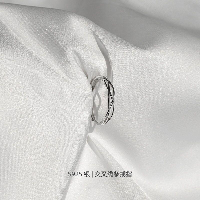 S925 Sterling Silver Plain Circle Geometric Line Winding Ring Female-538(45%)