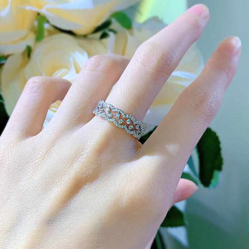 S925 Sterling Silver Lace Ring 6A Cubic Zirconia Ring fashion jewelry accessory woman girl promise ring-411(35%)