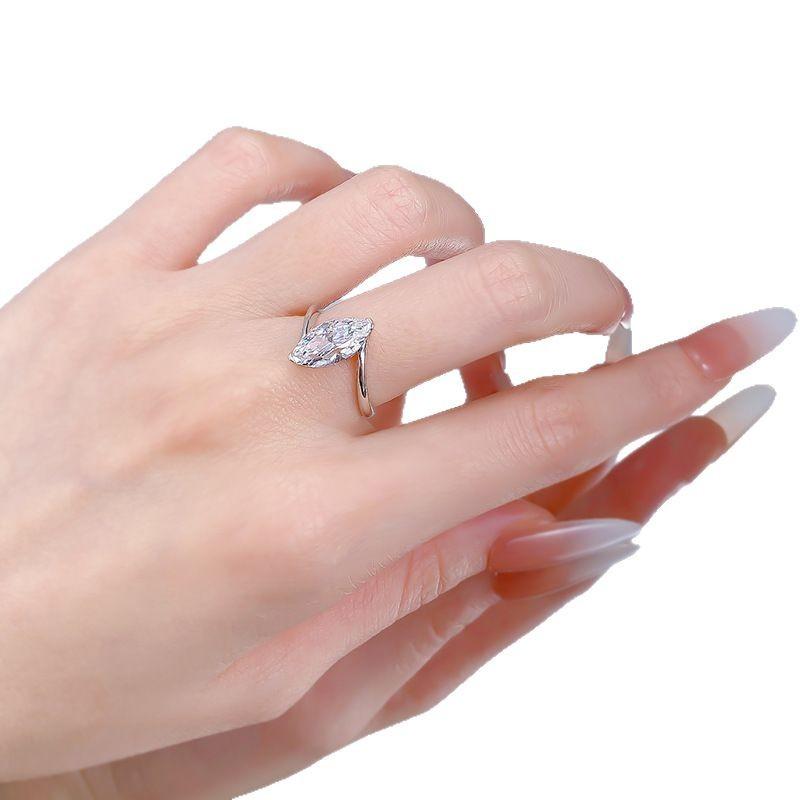 S925 Sterling Silver Marquise Horse Eye Cut Ring 6*12mm 6A Cubic Zirconia Ring-288(35%)