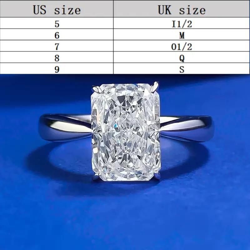 S925 Sterling Silver Ice Flower cut rectangular ring 7*10 8A cubic zirconia ring fashion jewelry accessory woman Girl promise ring springtok-353(35%)