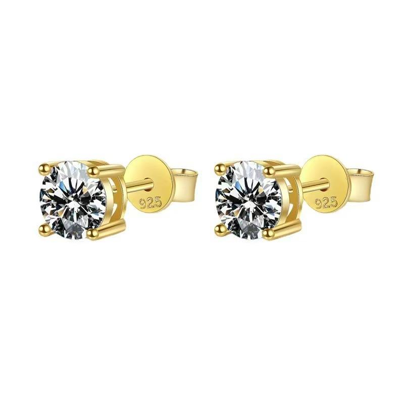 2. S925 Sterling Silver High Grade Synthetic Moissanite  Four-Claw Stud Earrings