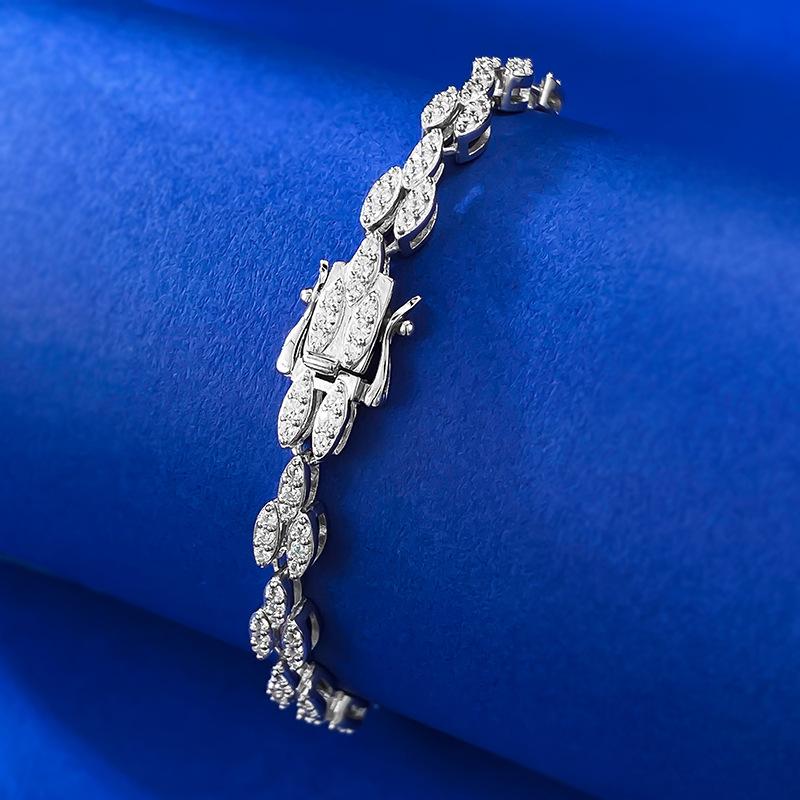 S925 Sterling Silver Full Elonggate Oval Stones 8A Cubic Zirconia Bracelet-305(15%)