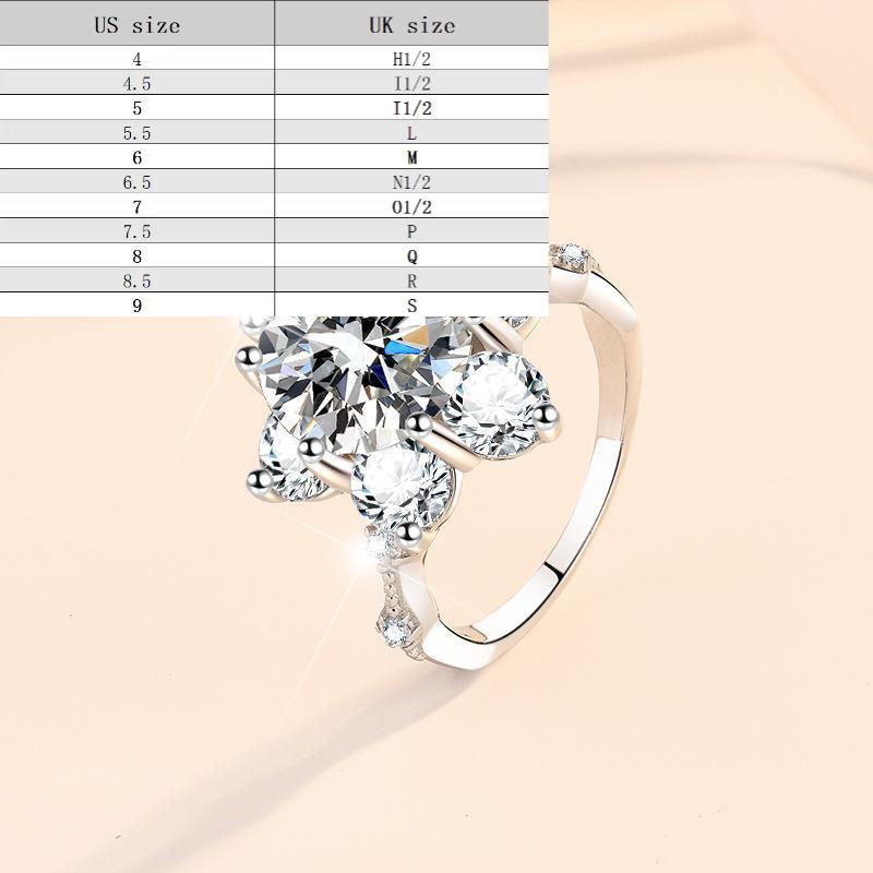 S925 Sterling Silver Synthetic Moissanite Ring Flower Ring fashion jewelry accessory woman girl promise ring-225(35%)