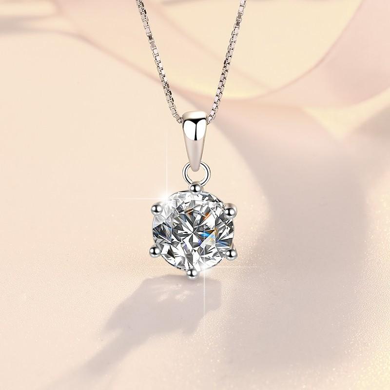 NO6-2. S925 Sterling Silver High Grade Synthetic Moissanite Pendant /1 carat /2 carat /3 carat/Six Claw/Certified Synthetic Moissanite/High Grade Of D Color E Cut VVS1 Clarity