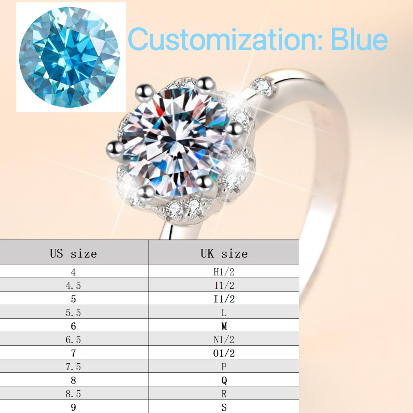 S925 Sterling Silver Six-Claw Ring Synthetic Moissanite Ring fashion jewelry accessory woman girl promise ring-244(35%)