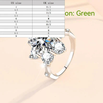 S925 Sterling Silver Synthetic Moissanite Ring Flower Ring fashion jewelry accessory woman girl promise ring-225(35%)