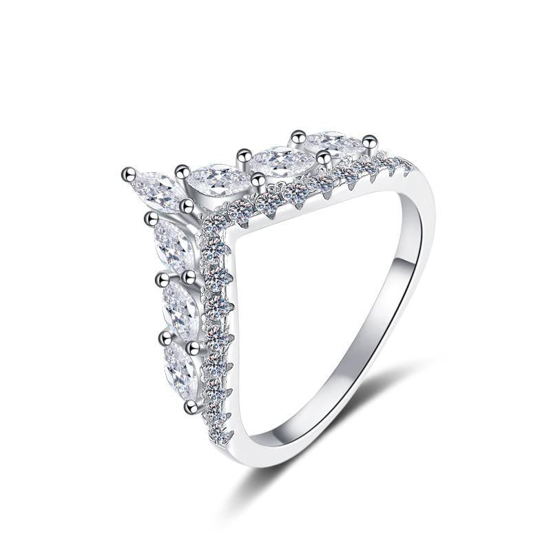 925 Sterling Silver Full Star Crown Band Ring Synthetic Moissanite Ring fashion jewelry accessory woman girl promise ring-222(35%)