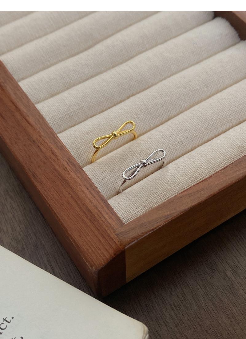 S925 Sterling Silver Simple Line Hollow Bowknot Ring Open Ring for Women -500(45%)