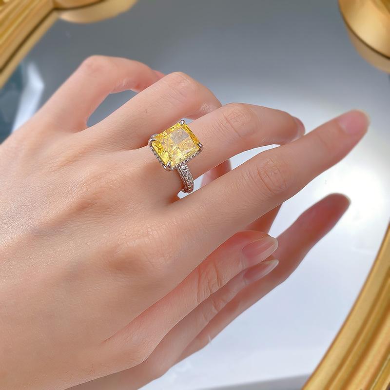 S925 Sterling Silver Ice Flower Cut High Carbon Ring 10*12 8A Cubic Zirconia Ring fashion jewelry accessory woman girl promise ring-227(35%)