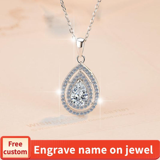 925 sterling silver pear-shaped Water Drop pendant/1 karat/synthetic moissanite pendant birthday gift silver jewelry minimalist necklace pendant necklace-322(35%)