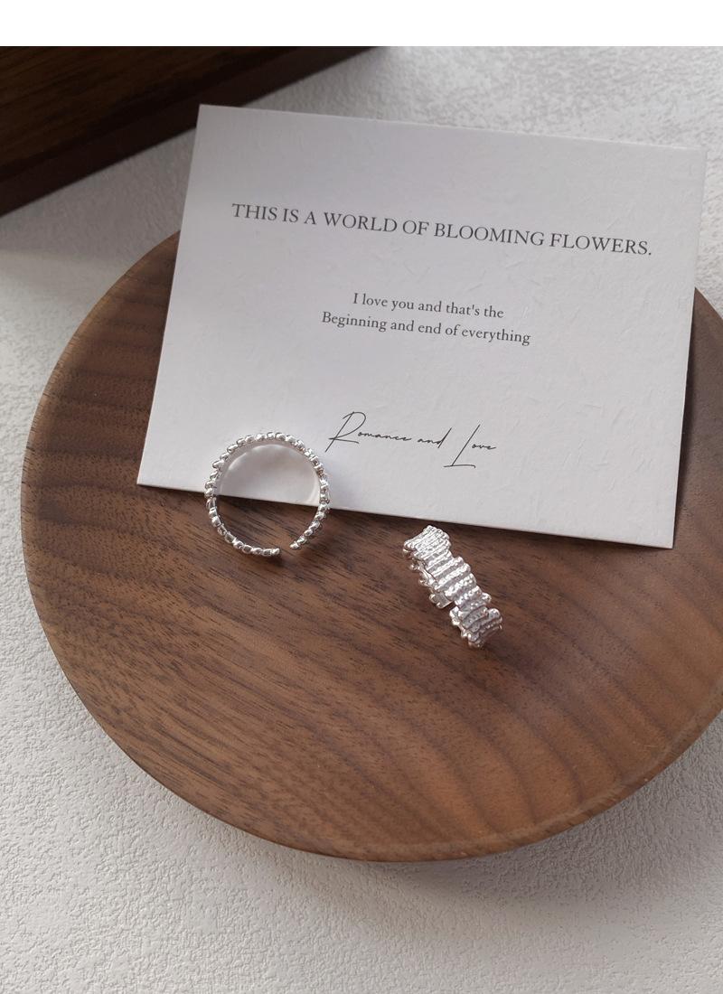 S925 Sterling Silver Irregular Texture Ring Women's Open Ring-488(45%)