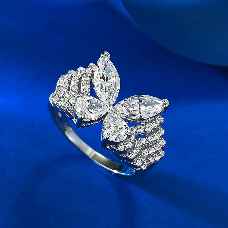 S925 Silver Horse Eye Cut Phantom Butterfly Ring 6A Cubic Zirconia Ring fashion jewelry accessory woman girl promise ring -269(35%)