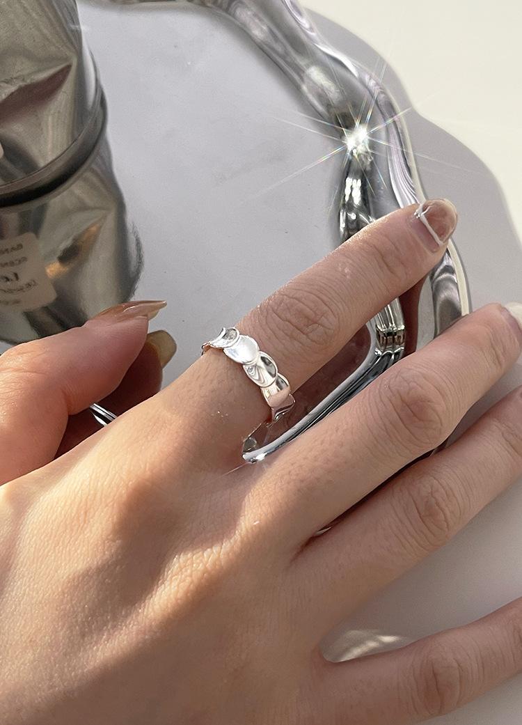 S925 Sterling Silver Fish Scale Round Disc Ring for Women - 549(45%)