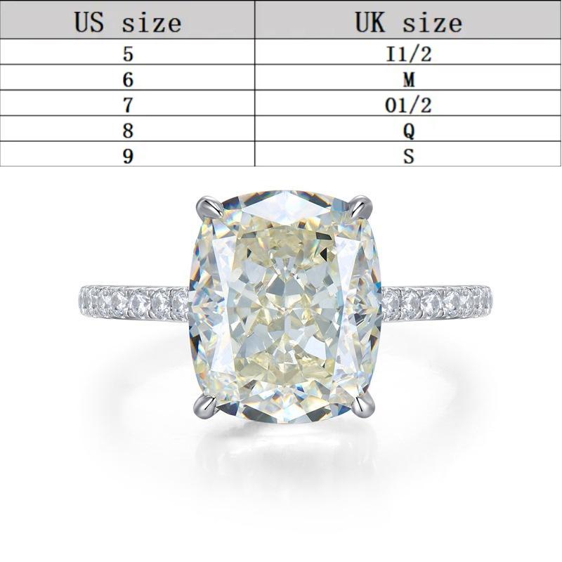 S925 Sterling Silver Cushion Ice Flower Cut Square Ring 10*12mm 6A Cubic Zirconia Ring-362(35%)
