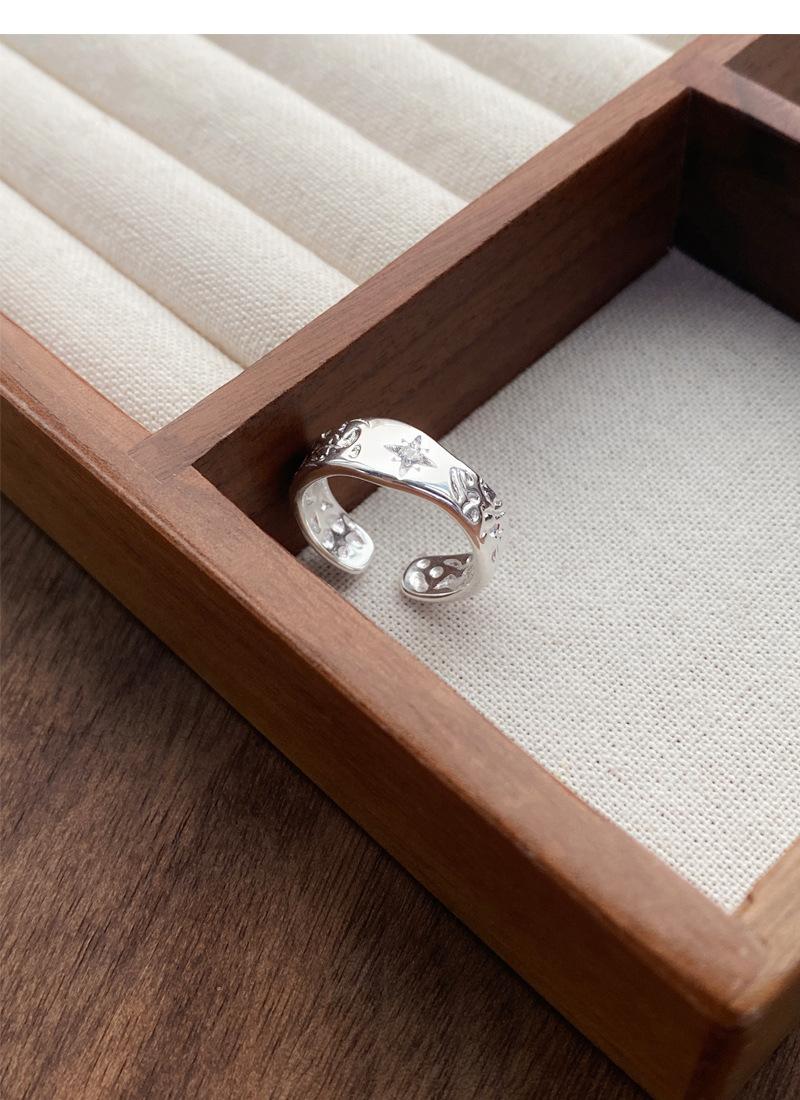 S925 Sterling Silver Irregular Texture Finger Ring for Women - 491(45%)
