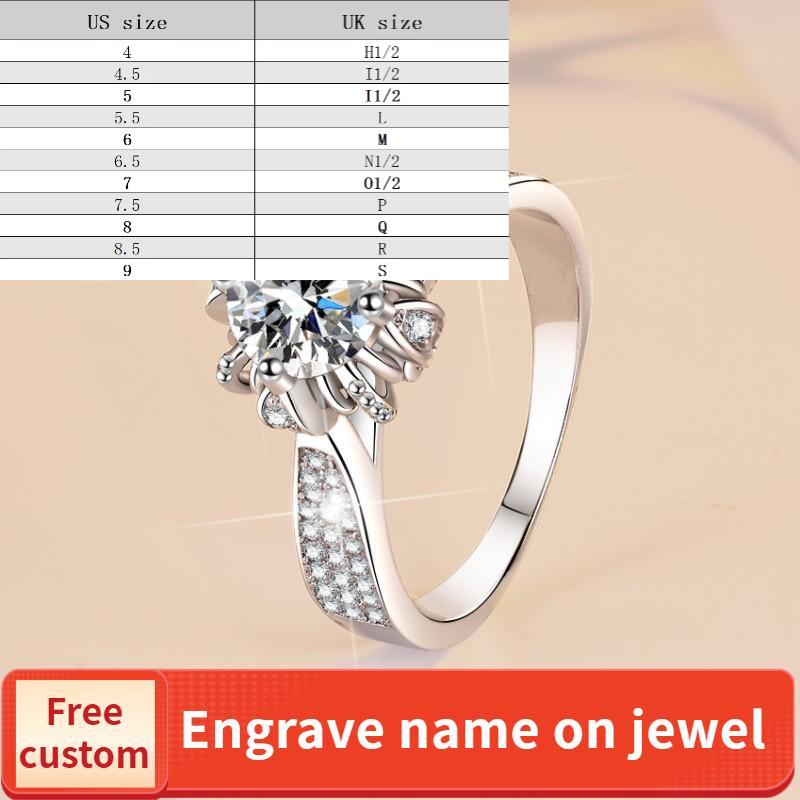 925 Sterling Silver Rose Bud Ring Synthetic Moissanite Ring fashion jewelry accessory woman girl promise ring-393(35%)