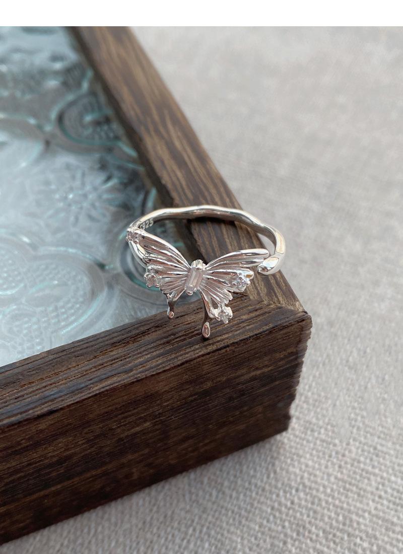 925 Sterling Silver Irregular Three-Dimensional Butterfly Ring for Women Open Ring -523(45%)